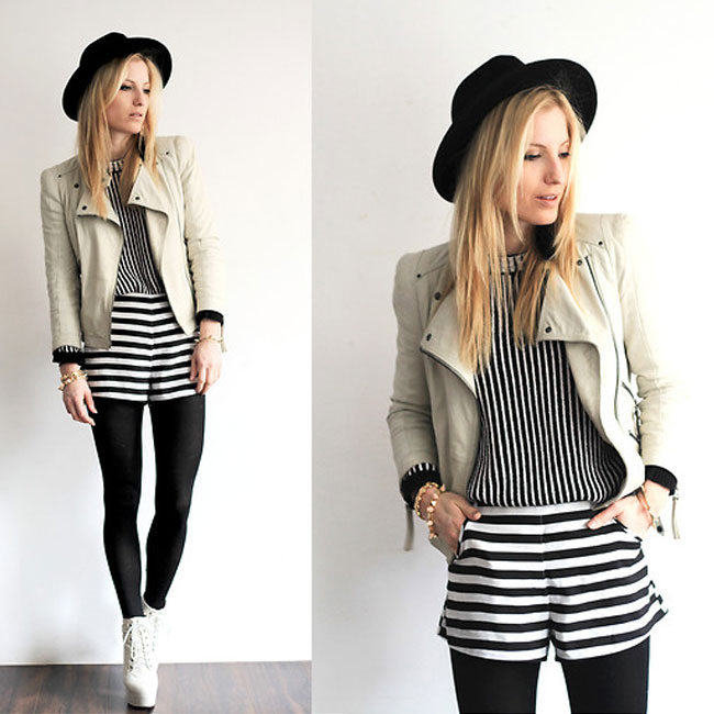 black and white striped bottoms
